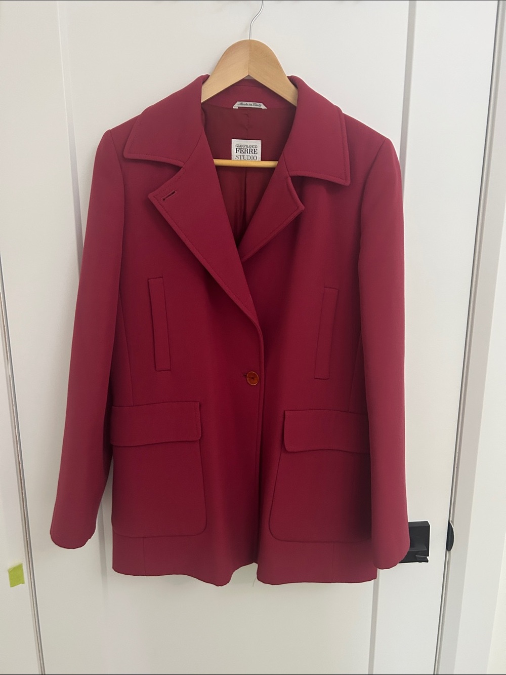 Gianfranco Ferre Burgundy Single-Button Blazer